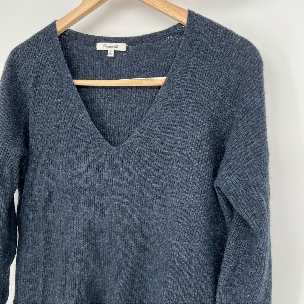 Madewell Warmlight‎ V-Neck Pullover Sweater, Navy, Size L - Picture 4 of 13